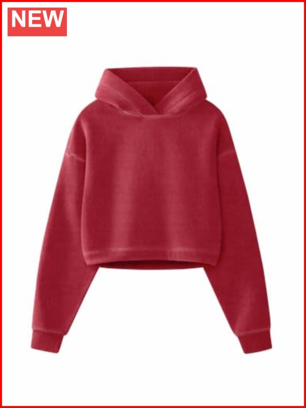 Oversized Cropped Hoodie Heavyweight 330GSM Fleece Pullover Hidden Drawstring
